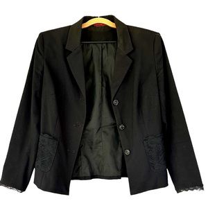 Oscar by Oscar de la renta black lace trim blazer